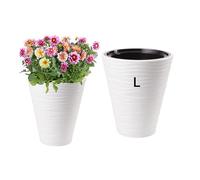 MELTOM Pot de Fleurs étroit et Rond avec Effet 3D ondulé, Insert Amovible Haut (Weiß, L - 45 cm)