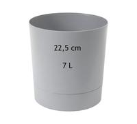 MELTOM Pot de Fleurs H 24 cm Ø 23 cm Rond Gris Mat avec Soucoupe Intérieur | Pot rond mat · soucoupe dévissable · Ø haut 22,5 cm, bas 19,6 cm · 7 L · pour plantes d'intérieur · déco · moderne