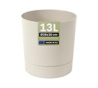 MELTOM Pot de Fleurs H 30 cm Ø 28 cm Rond Coton Mat avec Soucoupe Intérieur | Pot rond mat · soucoupe dévissable · Ø haut 28 cm, bas 24,3 cm · 13 L · pour plantes d'intérieur · déco · moderne