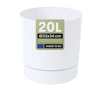 MELTOM Pot de Fleurs H 34 cm Ø 33 cm Rond Blanc Mat avec Soucoupe Intérieur | Pot rond mat · soucoupe dévissable · Ø haut 32,5 cm, bas 28,5 cm · 20 L · pour plantes d'intérieur · déco · moderne