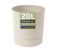 MELTOM Pot de Fleurs H 34 cm Ø 33 cm Rond Coton Mat avec Soucoupe Intérieur | Pot rond mat · soucoupe dévissable · Ø haut 32,5 cm, bas 28,5 cm · 20 L · pour plantes d'intérieur · déco · moderne