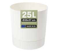 MELTOM Pot de Fleurs H 37 cm Ø 35 cm Rond Crème Mat avec Soucoupe Intérieur | Pot rond mat · soucoupe dévissable · Ø haut 35 cm, bas 30,5 cm · 25 L · pour plantes d'intérieur · déco · moderne