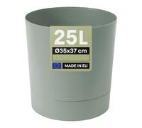 MELTOM Pot de Fleurs H 37 cm Ø 35 cm Rond Vert Mat avec Soucoupe Intérieur | Pot rond mat · soucoupe dévissable · Ø haut 35 cm, bas 30,5 cm · 25 L · pour plantes d'intérieur · déco · moderne