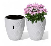 MELTOM Pot de Fleurs, Pot de Fleurs, Cache-Pot avec Insert Amovible, Effet 3D Rond, décoratif (Blanc, L - 42 cm)
