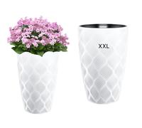 MELTOM Pot de Fleurs, Pot de Fleurs, Cache-Pot avec Insert Amovible, Effet 3D Rond, décoratif (Blanc, XXL - 58 cm)