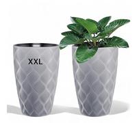 MELTOM Pot de Fleurs, Pot de Fleurs, Cache-Pot avec Insert Amovible, Effet 3D Rond, décoratif (Gris, XXL - 58 cm)