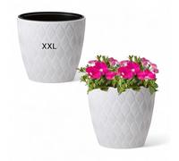 MELTOM Pot de fleurs slim XXL ovale effet 3D couleur avec insert amovible, hauteur 60 cm (blanc)