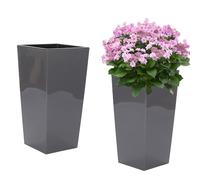 MelTom XXL Pot de fleurs en plastique Gris brillant avec insert amovible 40 x 40 x 75 cm