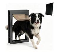 MeLtor Chatière pour Chien, Joints Brosse Porte pour Animaux, Structure Métal Premium Chattiere Porte Chat Convient Aux Portes De 3,2 à 7 Cm D'épaisseur,Black-2608L