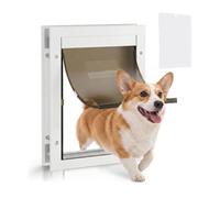 MeLtor Chatière pour Chien, Volet Magnétique Chatière pour Grand Chien, Accès Facile pour Les Animaux Chattiere Convient à La Plupart des Races De Chiens,White-2608M
