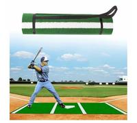 MeLtor Tapis de Frappe de Baseball, Tapis D'EntraîNement Au Softball avec Marbre, Tapis de Frappe Baseball, avec Caoutchouc AntidéRapant pour Usage IntéRieur Et ExtéRieur,Green-150cm*366cm