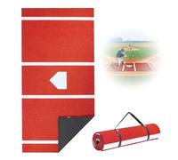 MeLtor Tapis de Frappe de Baseball, Tapis D'EntraîNement Au Softball avec Marbre, Tapis de Frappe de Softball, avec Caoutchouc AntidéRapant pour L'EntraîNement Au BâTon,Red-150cm*300cm