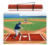 MeLtor Tapis de Frappe de Baseball, Tapis D'EntraîNement Au Softball avec Marbre, Tapis de Frappe de Softball, avec Caoutchouc AntidéRapant pour L'EntraîNement Au BâTon,Red-150cm*300cm