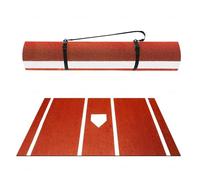 MeLtor Tapis de Frappe de Baseball, Tapis D'EntraîNement Au Softball avec Marbre, Tapis de Softball, avec Caoutchouc AntidéRapant pour ArrièRe-Cour, IntéRieur Et ExtéRieur,Red-116cm*300cm
