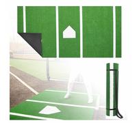 MeLtor Tapis de Frappe Softball, Tapis D'EntraîNement Au Softball avec Marbre, Tapis de Frappe pour Le Baseball, avec Caoutchouc AntidéRapant pour L'EntraîNement Au BâTon,Green-150cm*300cm