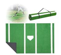 MeLtor Tapis de Frappe Softball, Tapis D'EntraîNement Au Softball avec Marbre, Tapis de Frappe pour Le Baseball, avec Caoutchouc AntidéRapant pour L'EntraîNement Au BâTon,Green-116cm*300cm