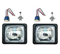 MelTruck® Fendt Zetor Lot de 2 phares pour tracteur avec supports et ampoules H4 12 V