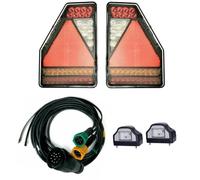 MelTruck Feux arrière LED 5 fonctions avec câble 4-9 m, homologué E9, 12-15V, remorque caravane camion