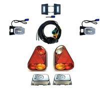 MelTruck Kit d’éclairage remorque 13 broches avec 2 feux arrière, 4 éclairages de plaque LED, câble, 12V/24V, E9, avec ou sans protection