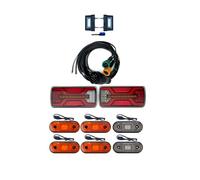 MelTruck Kit éclairage LED remorque complet, feux arrière LED 5 fonctions Neon, feux gabarit QS075 ou CLICK-ON, câble 13 broches, 12-24V, E9 Smart Load Device