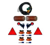 MelTruck Kit Éclairage Remorque Complet - 2x Feux Arrière LED 6 Fonctions Clignotant Dynamique + Feux Gabarit + Luces Latérales + Faisceau 13 Broches 7,7m E9
