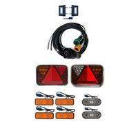 MelTruck Kit éclairage remorque LED complet 13 broches - 5 fonctions, feux arrière + feux position + éclairage plaque 7m homologué E9, 12V