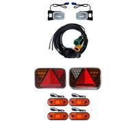 MelTruck Kit Éclairage Remorque LED Complet 13 Broches Feux Arrière Gabarit Blanc Jaune E9 IP69 Baïonnette QS075 Caravane Camion 12V 24V 4 Longueurs Câble