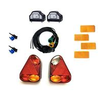MelTruck Kit feux arrière LED remorque 175x220x56 mm, câble 13 broches, éclairage de plaque, catadioptres jaunes, connecteurs rapides, 12V/24V, pour remorque caravane camion