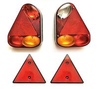 MelTruck® Lot de 2 feux arrière 12 V 24 V pour remorque de camion avec ampoules à baïonnette et 2 triangles