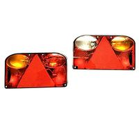 MelTruck® Lot de 2 feux arrière gauche et droit avec ampoules catadioptres triangulaires à baïonnette pour remorque