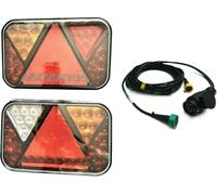 MelTruck® Lot de 2 feux arrière LED 6 fonctions 12 V baïonnette 5 broches Câble d'éclairage de remorque 7 m
