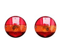 MelTruck Lot de 2 feux arrière ronds avec clignotants pour remorque, tracteur, remorque, kit E9 avec ampoules 24 V