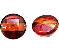 MelTruck Lot de 2 feux arrière ronds de 140 mm de diamètre - Clignotants pour tracteur, camion, remorque, remorque - E20 - Avec ampoules 24 V