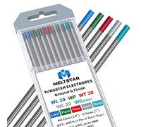 MELTSTAR Kit mixte électrodes de soudage TIG 3,2 x 175 mm, 10 pièces, marquages colorés Rouge, Bleu-vert, Bleu, Vert et Gris pour tous travaux de soudage