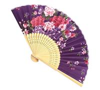 MELY Éventail à Main Pliable, Main Pliante d'été Vintage, Fleur à Main de Style Chinois for soirée dansante, Mariage, oraisons colorées à la Maison(Purple)