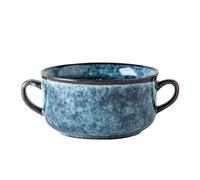 MELY Onion Soup Bowls,Bouillon Cups, with Handles, Microwave Soup Mug,blue-12x12x6cm, 350ml
