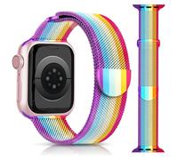 Melyis Pride Rainbow Bracelet magnétique pour Apple Watch pour homme et femme 42 mm, 41 mm, 40 mm, 38 m, bracelet coloré en maille d'acier inoxydable, bracelet en métal milanais pour Apple Watch