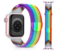 Melyis Pride Rainbow Bracelet magnétique pour Apple Watch pour homme et femme 42 mm, 41 mm, 40 mm, 38 m, bracelet coloré en maille d'acier inoxydable, bracelet en métal milanais pour Apple Watch