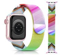 Melyis Pride Rainbow Bracelet magnétique pour Apple Watch pour homme et femme 42 mm, 41 mm, 40 mm, 38 m, bracelet coloré en maille d'acier inoxydable, bracelet en métal milanais pour Apple Watch