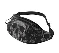 Mem Fashion Sac banane pour femme avec sangle réglable Motif tête de mort Noir Taille unique, Noir , Taille unique