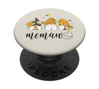 Memaw Grandma Women Cute Gnomes with Bees Sunflower PopSockets PopGrip Adhésif