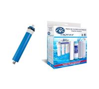 Membrane 75 GPD + Pack de 4 filtres Standard. 1 filtre à sédiments, 1 filtre à charbon GAC, 1 filtre à charbon bloc et 1 post-filtre en noix de coco naturelle. Babagua.