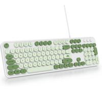 Membrane Keyboard,Round Keyboard,104 Keys,Retro Wired Keyboard Full Size USB for PC/Win/Mac/Computer (American QWERTY).[H14]