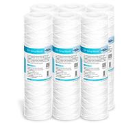 Membrane Solutions Cartouche de filtre à eau pour sédiments enroulés de 20 micron[6 Pack],pour l'osmose inverse, filtration de sédiments dans toute la maison, Taille standard 10 pouces, Lot de 6