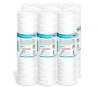 Membrane Solutions Cartouche de filtre à eau pour sédiments enroulés de 5 micron, pour filtration de sédiments dans toute la maison de 10 pouces x 2,5 pouces, Lot de 6