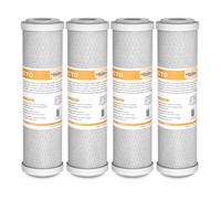 Membrane Solutions Filtre à eau en charbon actif 10"x 2,5", compatible avec le système de filtration domestique sous évier et sur le comptoir, filtration du goût, élimination du chlore, 4 Pack