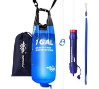 Membrane Solutions Filtre à Eau par Gravité 1 gallon(3,8 l) Paille de Filtre à Eau avec Sac à Eau, précision du filtre jusqu'à 0,1 micron, élimine 99,9999% des E.coli, Camping, Randonnée