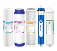 Membrane Solutions Filtres à osmose inverse universels à 5 étages, Avec membrane RO 75 GPD, kit de 5 filtres de remplacement pour système d'osmose à 5 étages