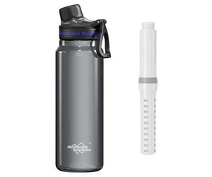 Membrane Solutions Gourde filtrante eau survie, 1L avec cartouche filtrante ACF et UF, capacité de 4000 L, Précision de 0,1 μm, élimine 99,9999% des E.Coli, sans BPA, Camping, Voyage, Gris