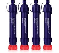 Membrane Solutions Paille Filtrante Survie WS02, Amovible 4-étapes 0,1-micron filtre à eau camping 5.000L, Equipement de survie pour la randonnée voyages et d'urgence, 4 Pack